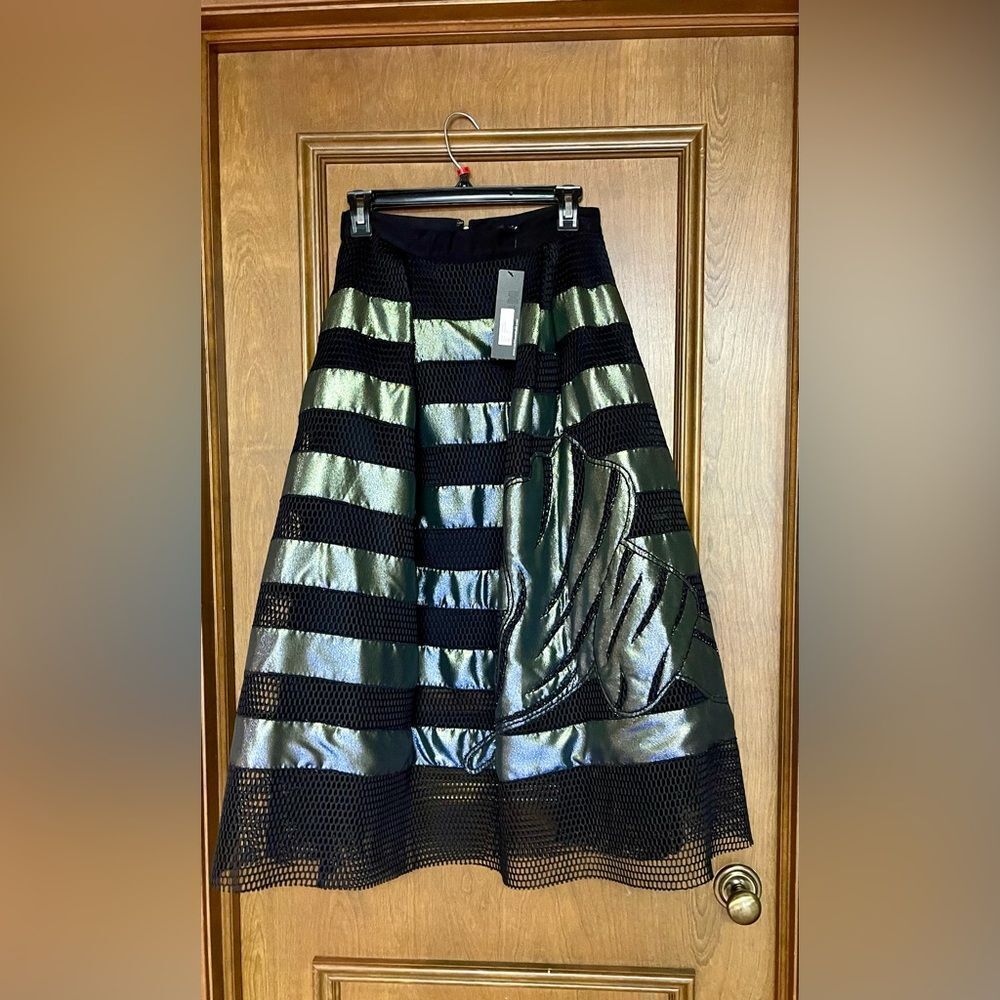Sachin + Babi Green Silver Embellished Midi Skirt